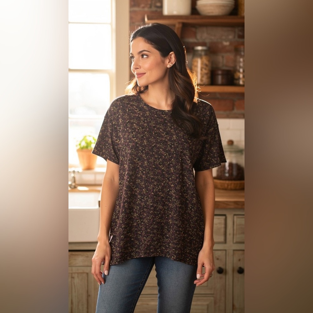 LuLaRoe Multicolor Floral Short Sleeve Tee
